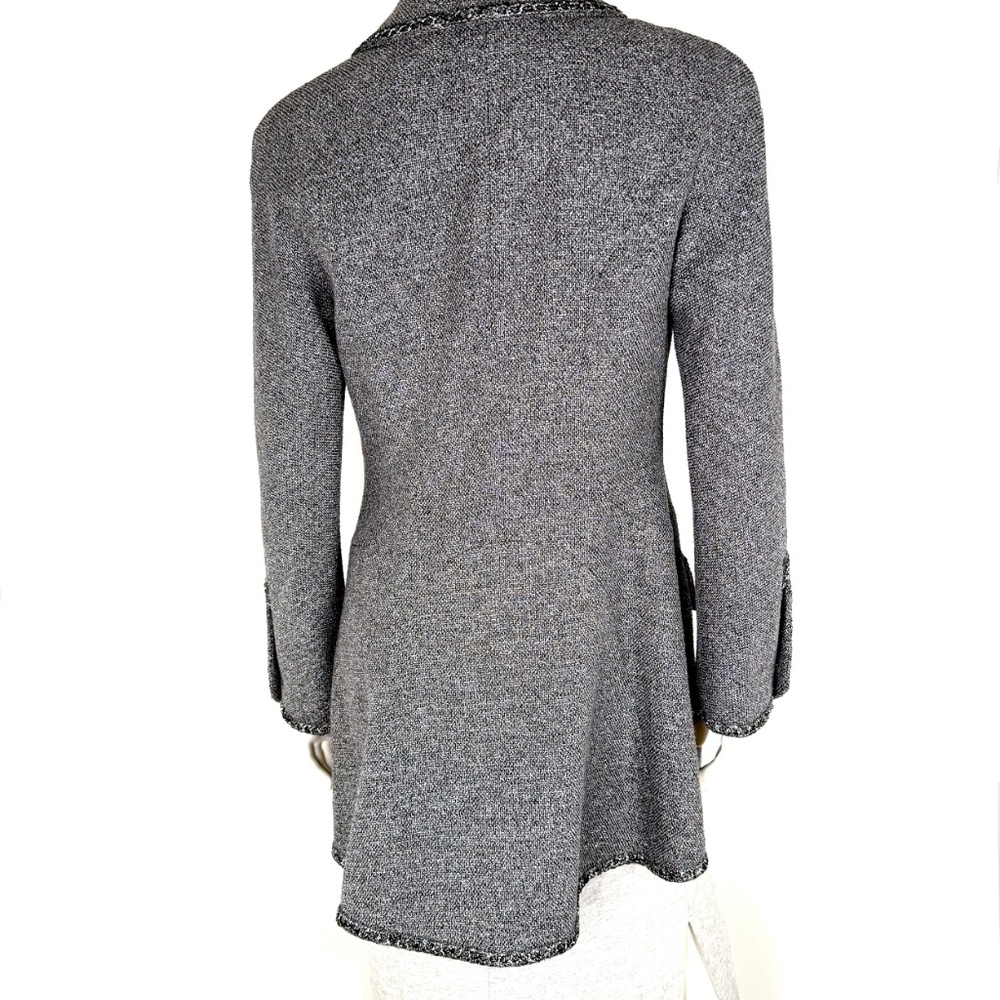 CHANEL Collared Runaway 2020 Black Gray Silver Long Tweed Coat Jacket - Picture 3 of 13